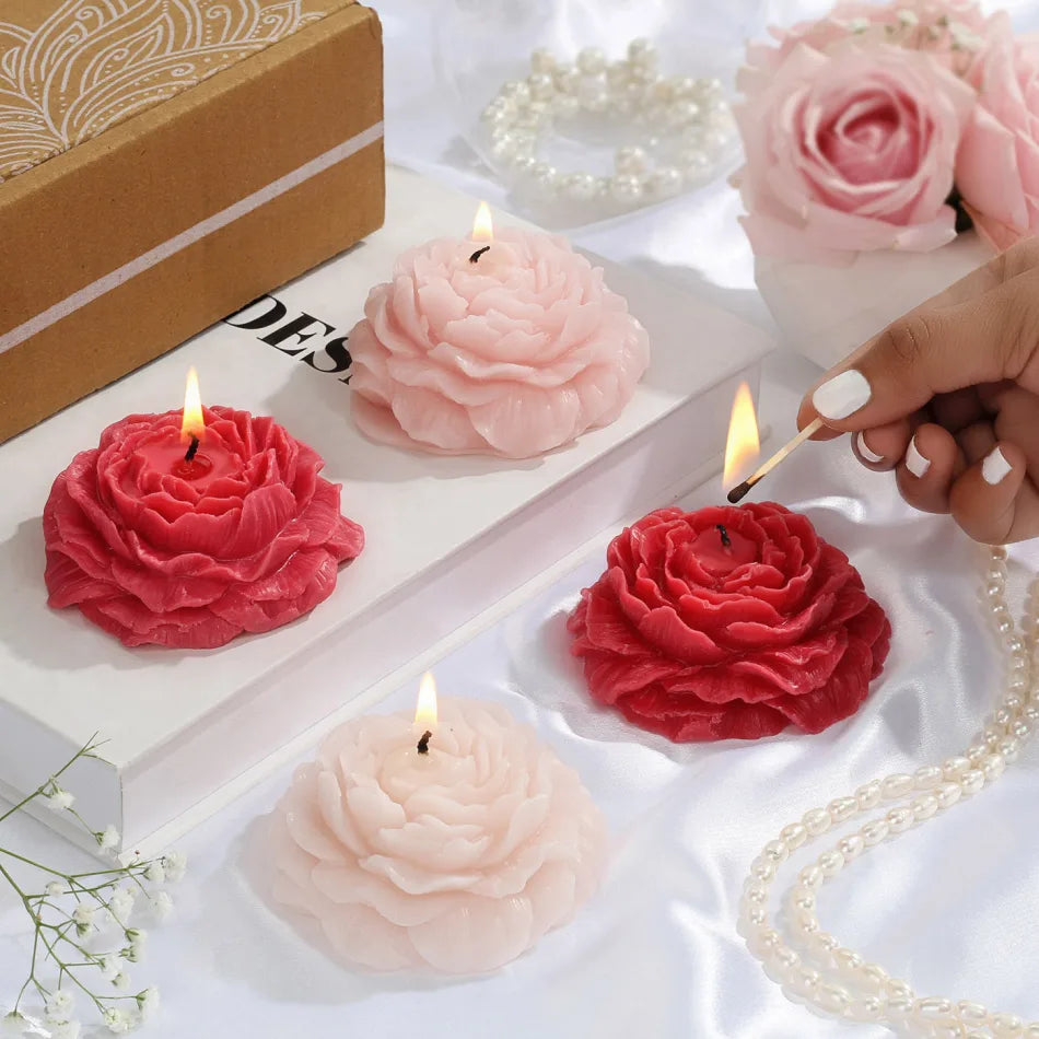 Blooming Rose Flower Candles (Set of 2)