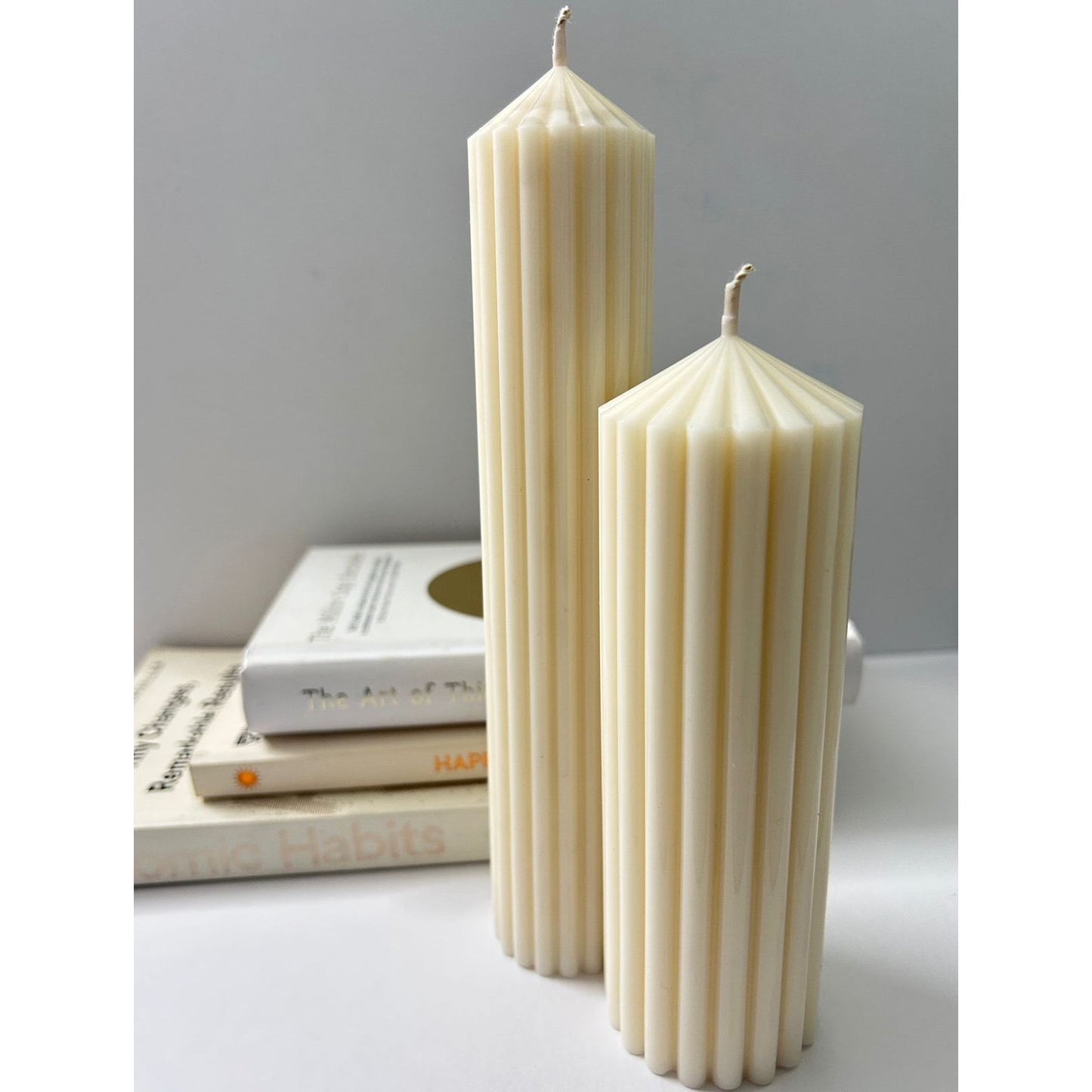 Ribbed Pillar Candles (Set of 2)