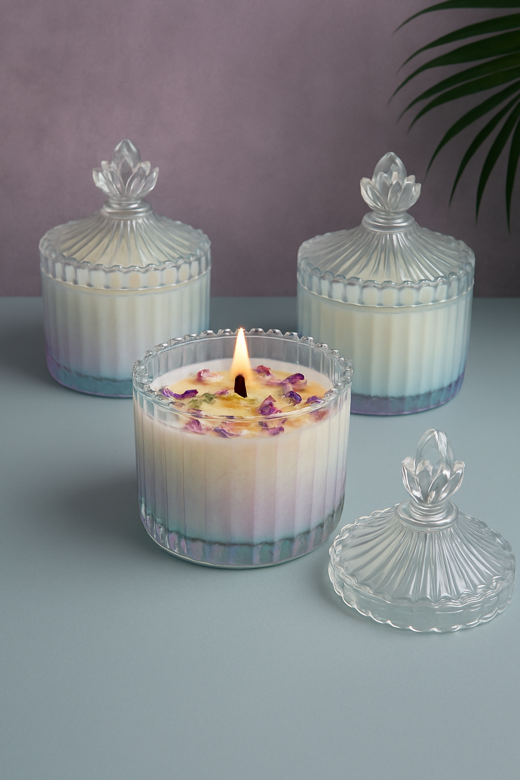 🌼 Bloom Top Crystal Jar Candle